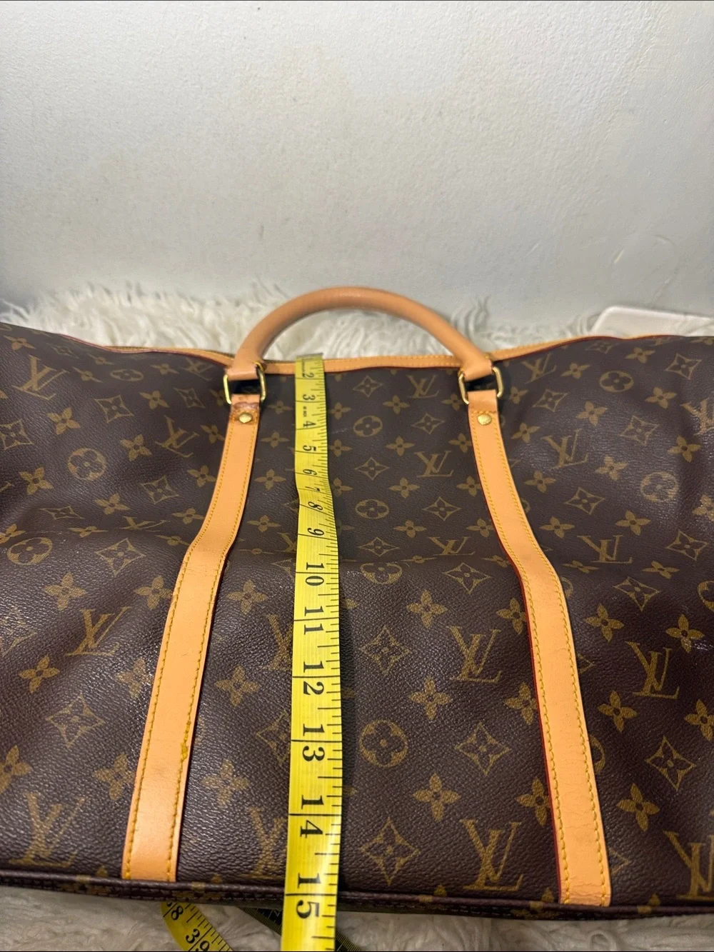 Louis Vuitton RA 780-003  Canvas Keepall Duffel Bag Brown / tan leather bag larg